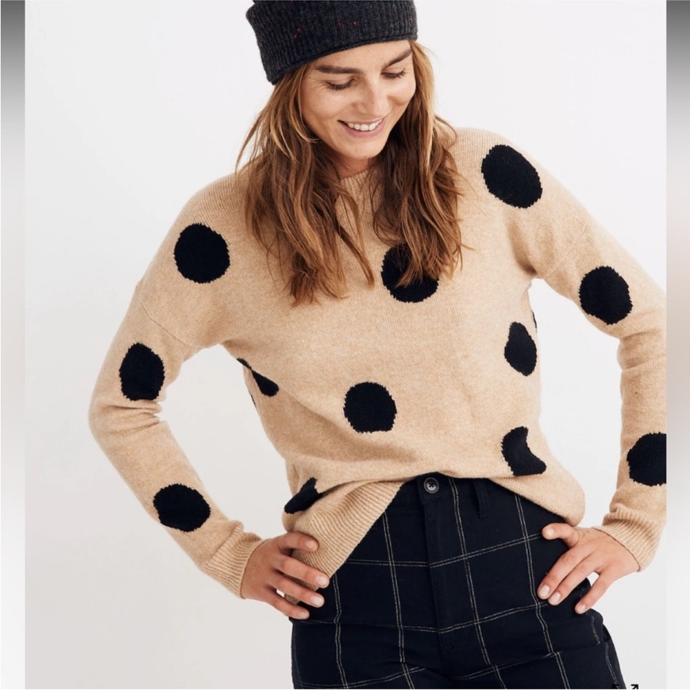 Madewell Polka Dot Sweater - Tan and Black